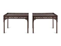 A Pair of Chinese Chippendale Style Mahogany Side Tables