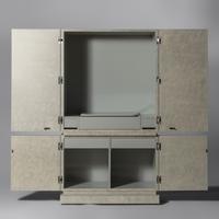Custom cabinet in scored leather finish, 1987