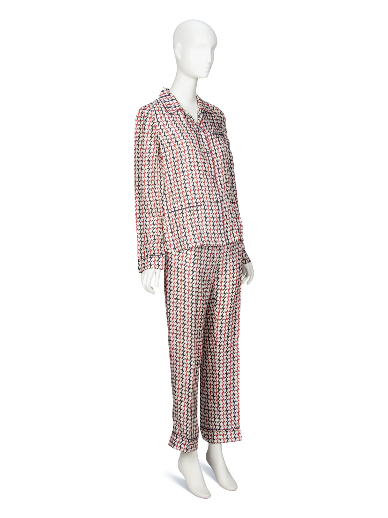 PRADA, PRINTED SILK TWILL PAJAMA ENSEMBLE