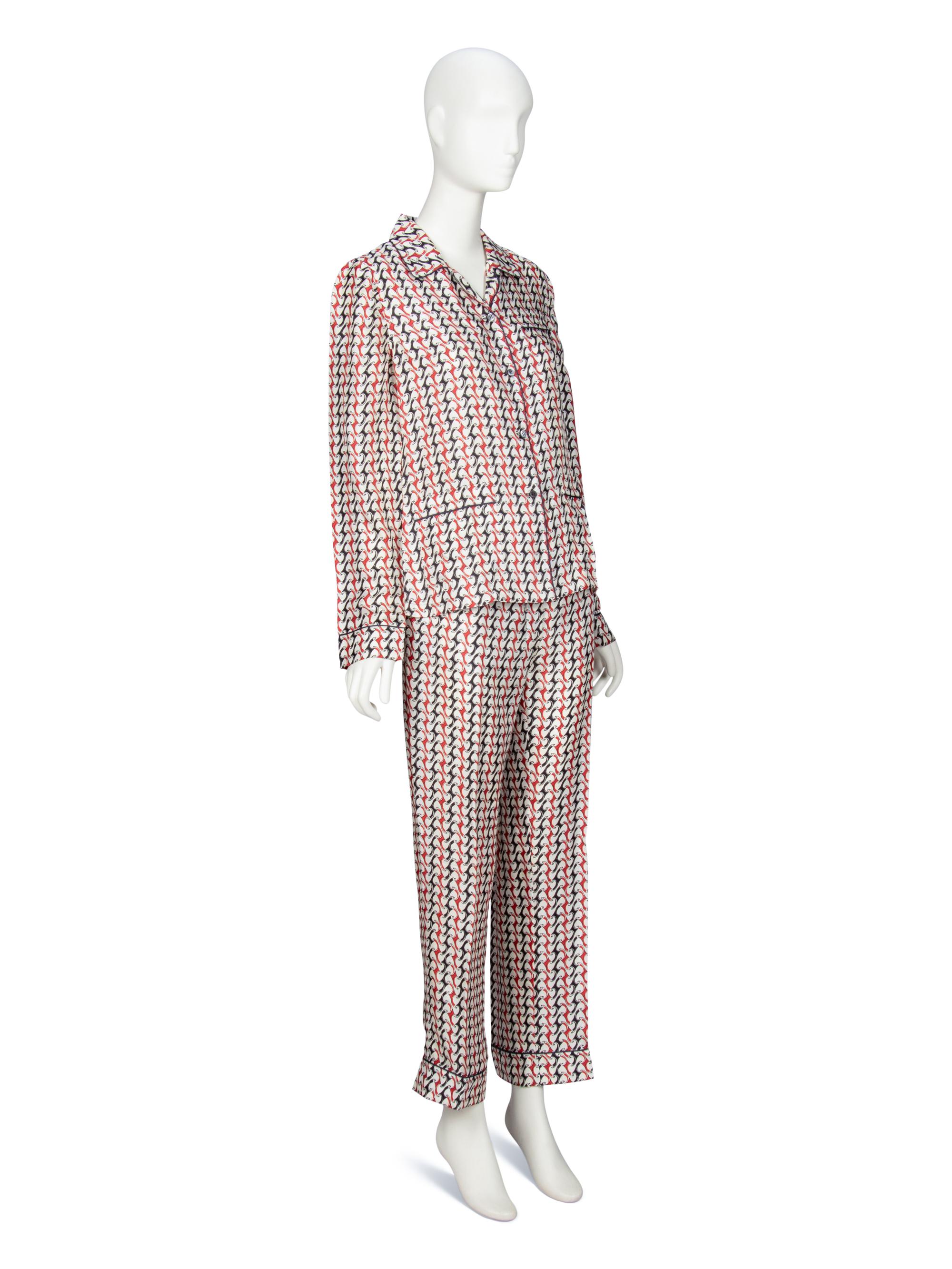 PRADA, PRINTED SILK TWILL PAJAMA ENSEMBLE