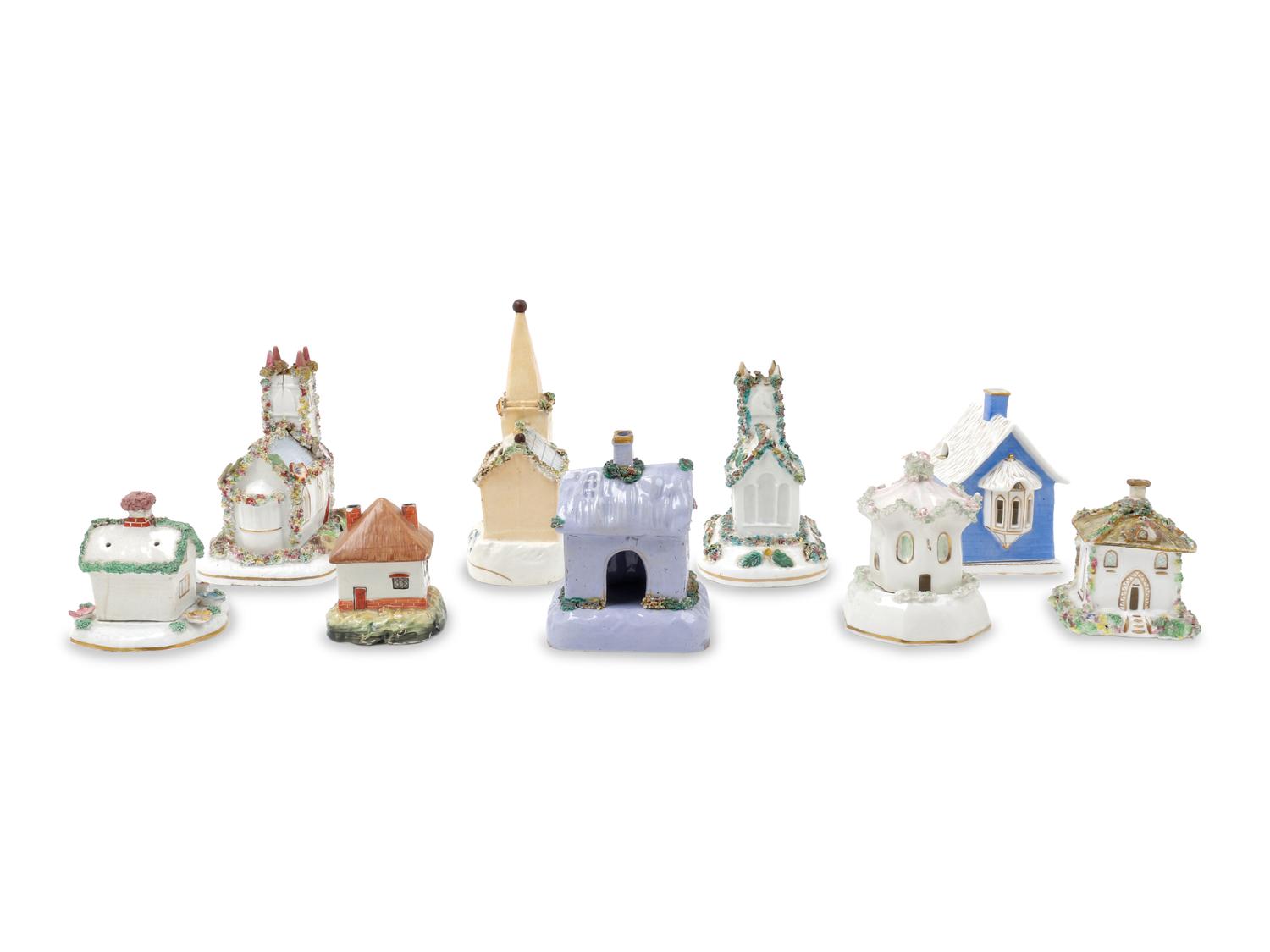 A Collection of Staffordshire Pottery Incense Burners and Cottage Ornaments — Circa 1830