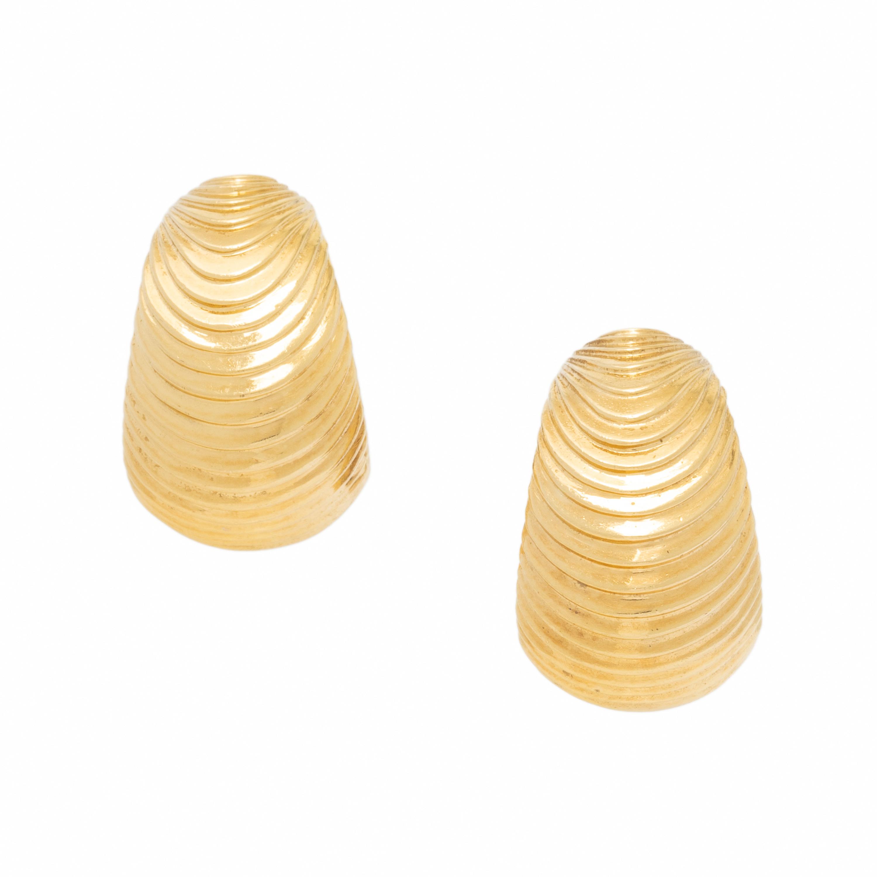 Yellow Gold Fluted Earrings