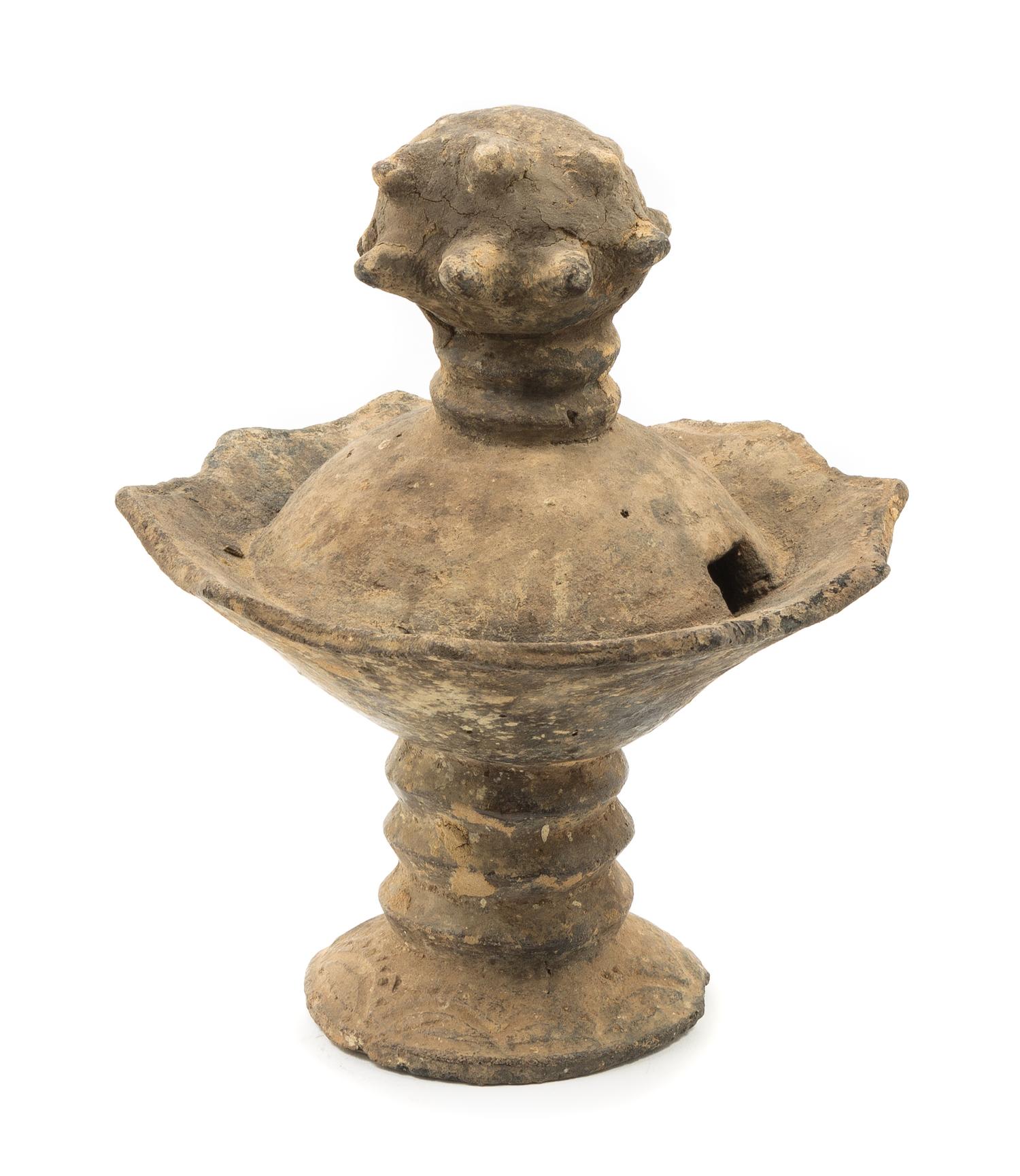 An Akan Ceramic Lamp Height 9 1/2 inches. — 19TH CENTURY