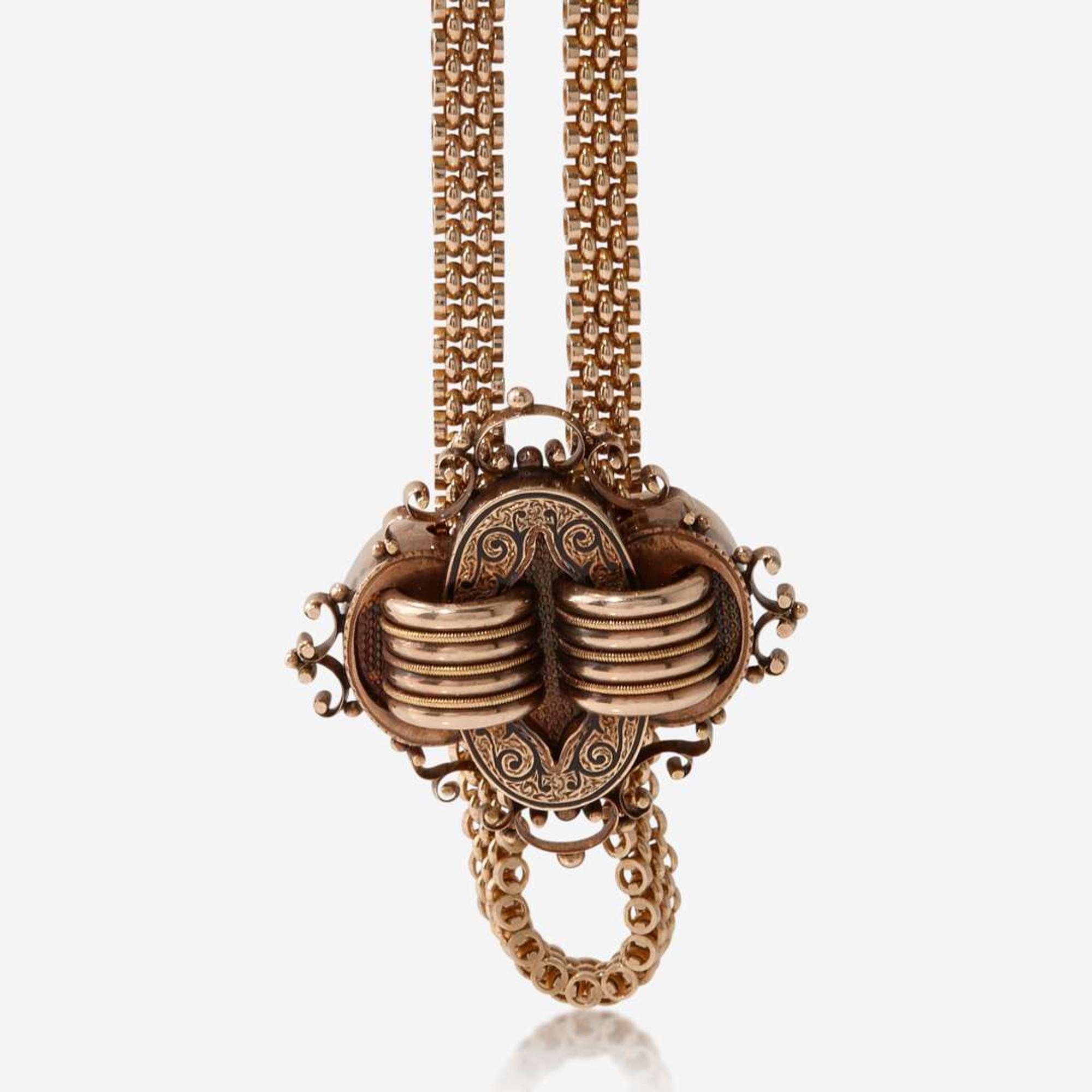 A Matching Set of 14K Yellow Gold Victorian Necklace and Bracelet