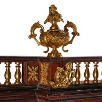 An Italian Baroque Style Gilt Bronze Mounted Pietra Dura, Lapis Lazuli and Giltwood Cabinet on Stand