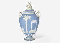 A Wedgwood Blue Jasperware 'Apotheosis of Virgil' Covered Vase