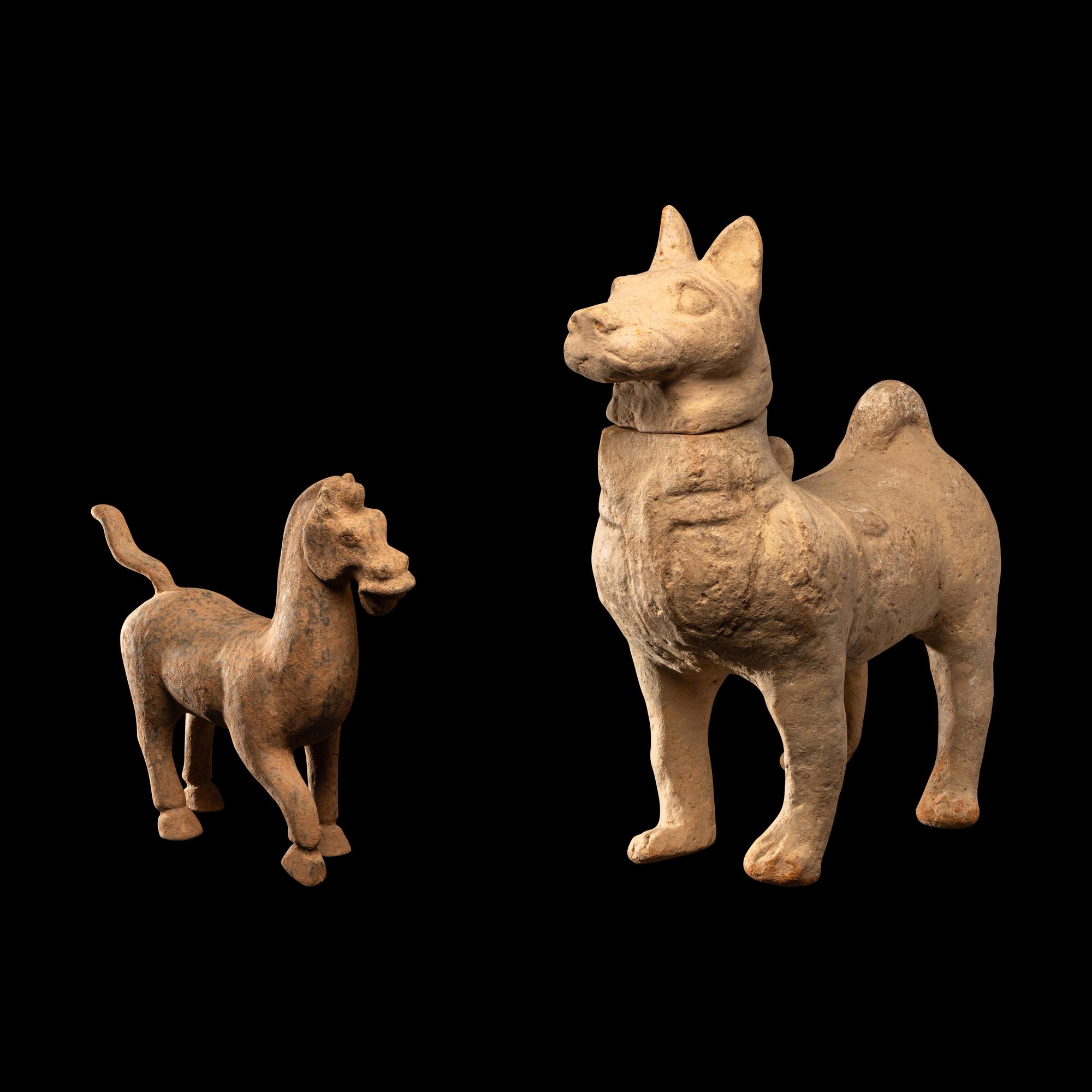 A Chinese Pottery Dog and A Horse