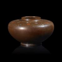 A Japanese Mixed Metals-Inlaid Bronze Vase