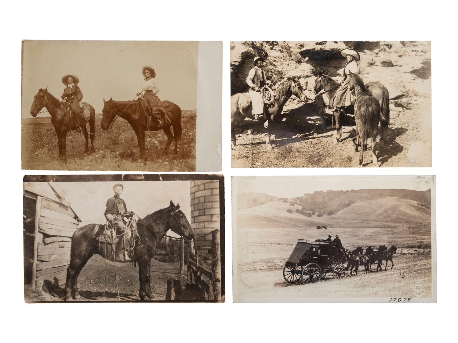 [EPHEMERA]. A group of 57 RPPCs & photographs of stagecoaches, wagons, and horse-drawn vehicles.