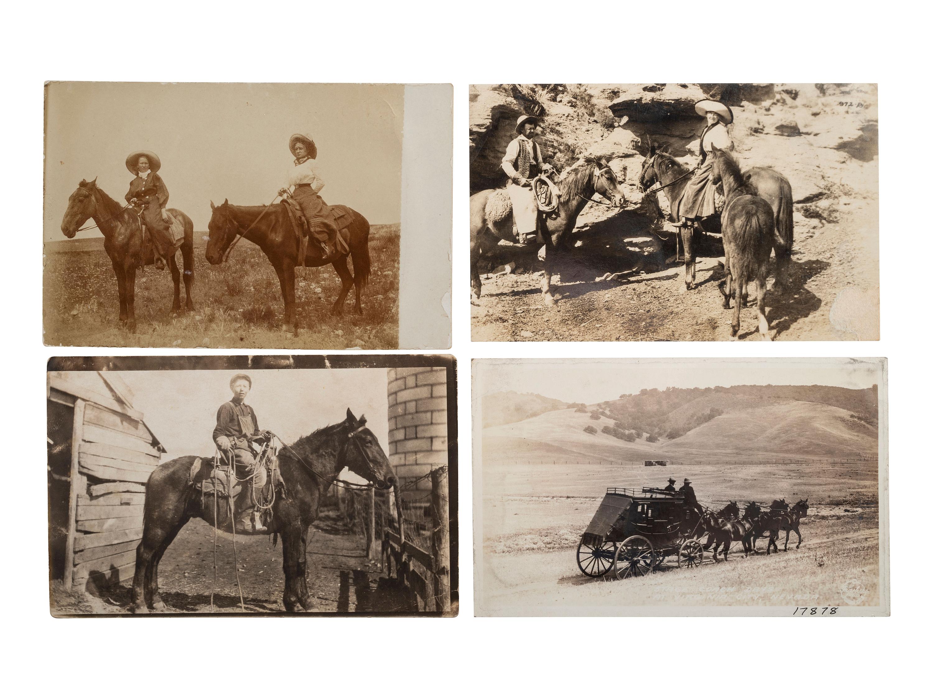 [EPHEMERA]. A group of 57 RPPCs & photographs of stagecoaches, wagons, and horse-drawn vehicles.