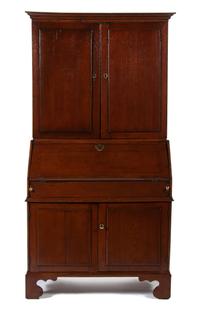 A George III Provincial Style Oak Secretary Bookcase