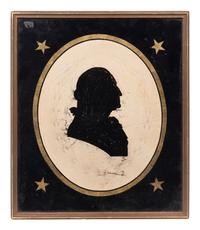 A Reverse Painted Glass Silhouette Profile of George Washington