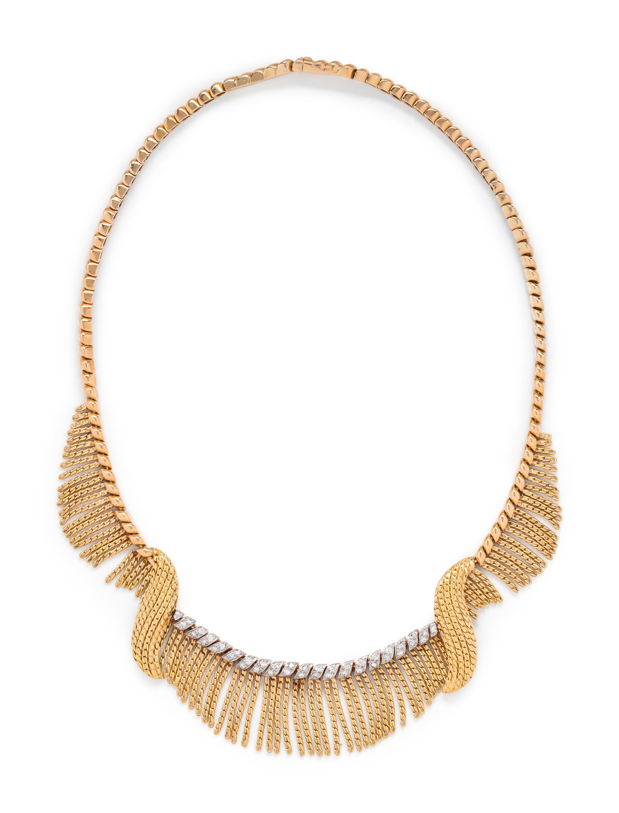 STERLÉ, YELLOW GOLD AND DIAMOND NECKLACE