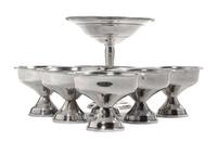 Six American Silver Weighted Sorbet Dishes, National Silver Company, New York, NY, together with a weighted silver candy dish.