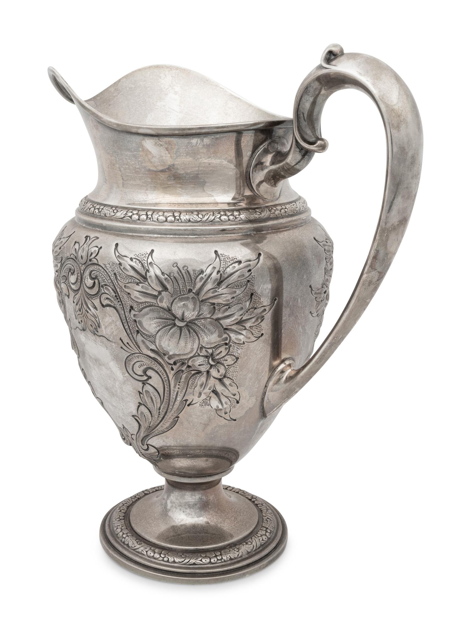 A Whiting Champlain Silver Water Pitcher