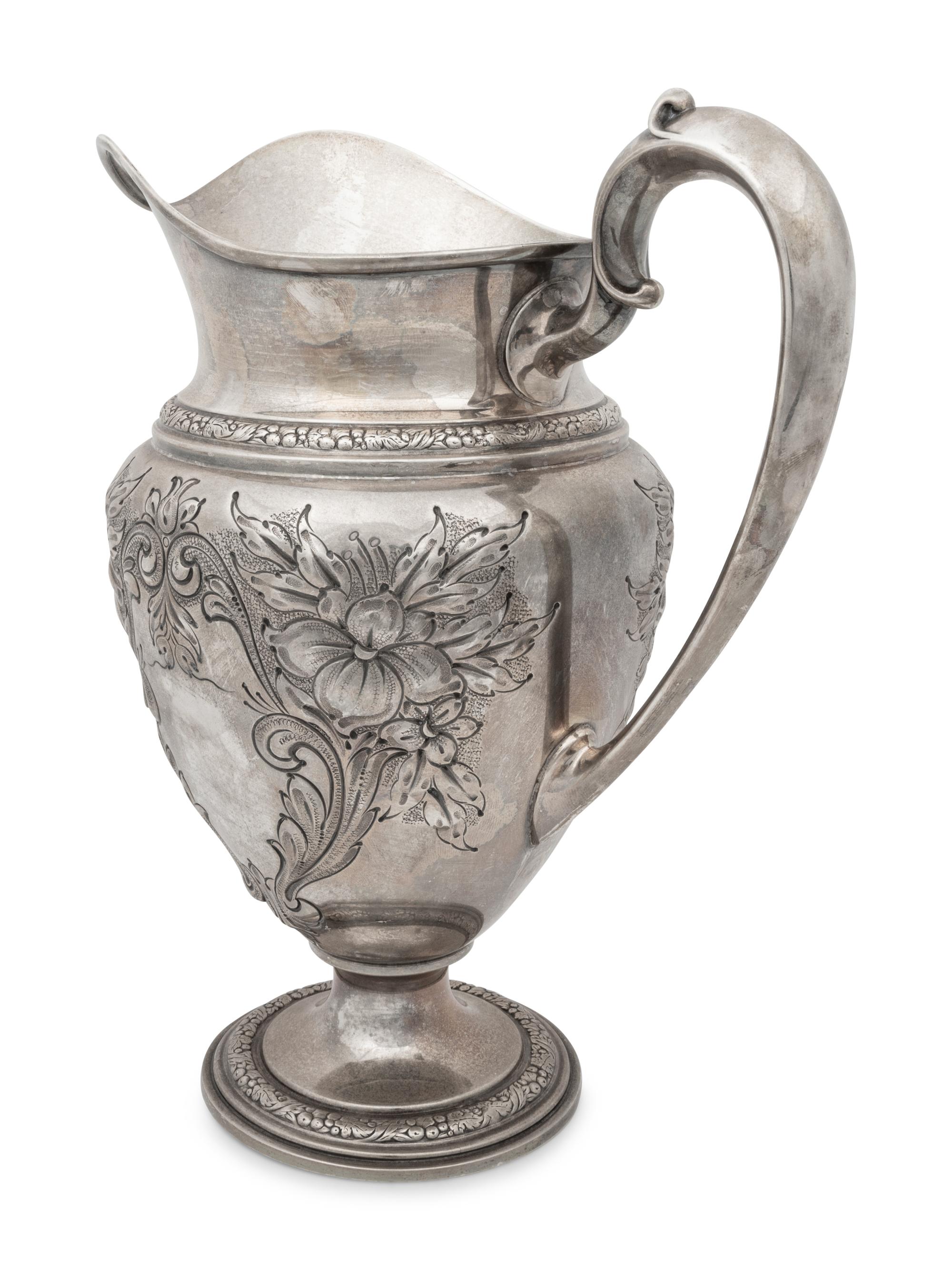 A Whiting Champlain Silver Water Pitcher