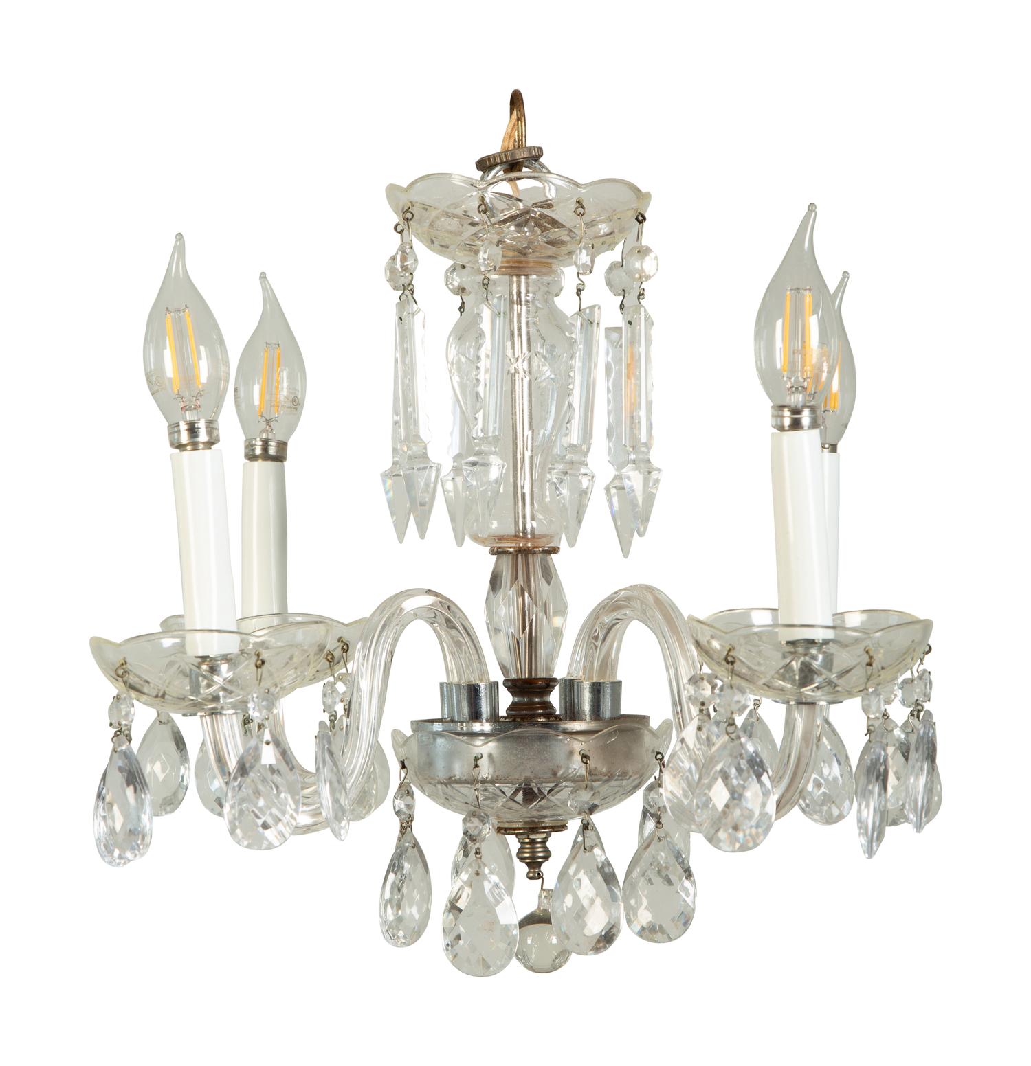 A Cut Glass Four-Light Chandelier