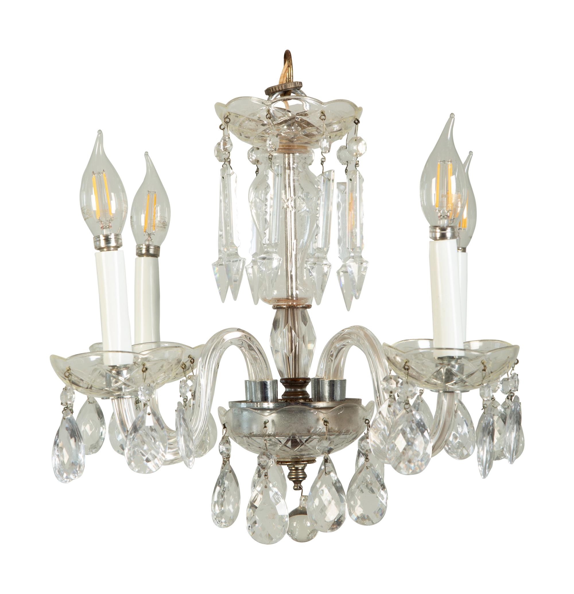 A Cut Glass Four-Light Chandelier