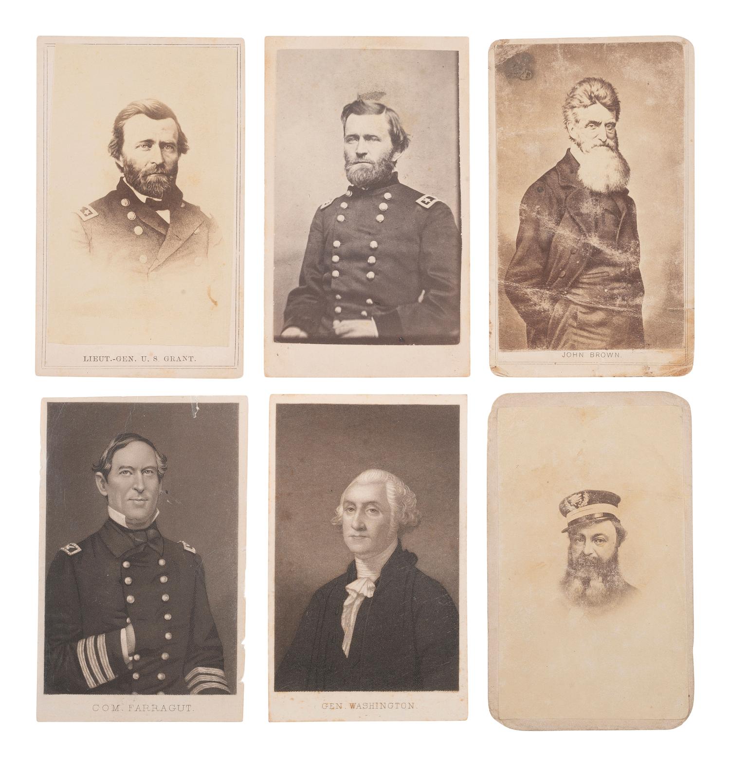 [CIVIL WAR]. 9 CDVs of Union generals and political figures, incl. U.S. GRANT and John BROWN.