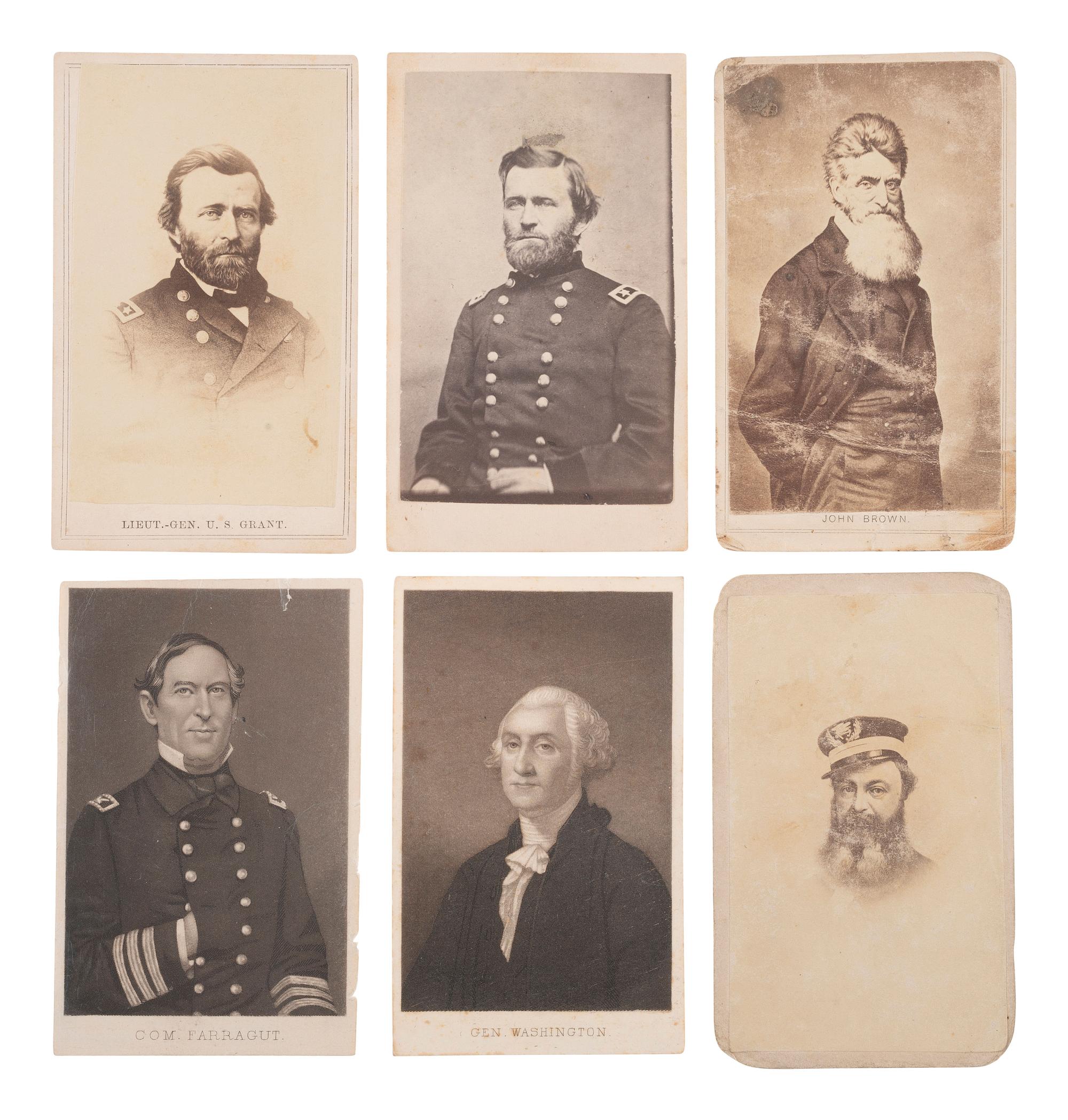 [CIVIL WAR]. 9 CDVs of Union generals and political figures, incl. U.S. GRANT and John BROWN.