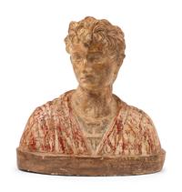 A Continental Polychrome Decorated Terra Cotta Bust