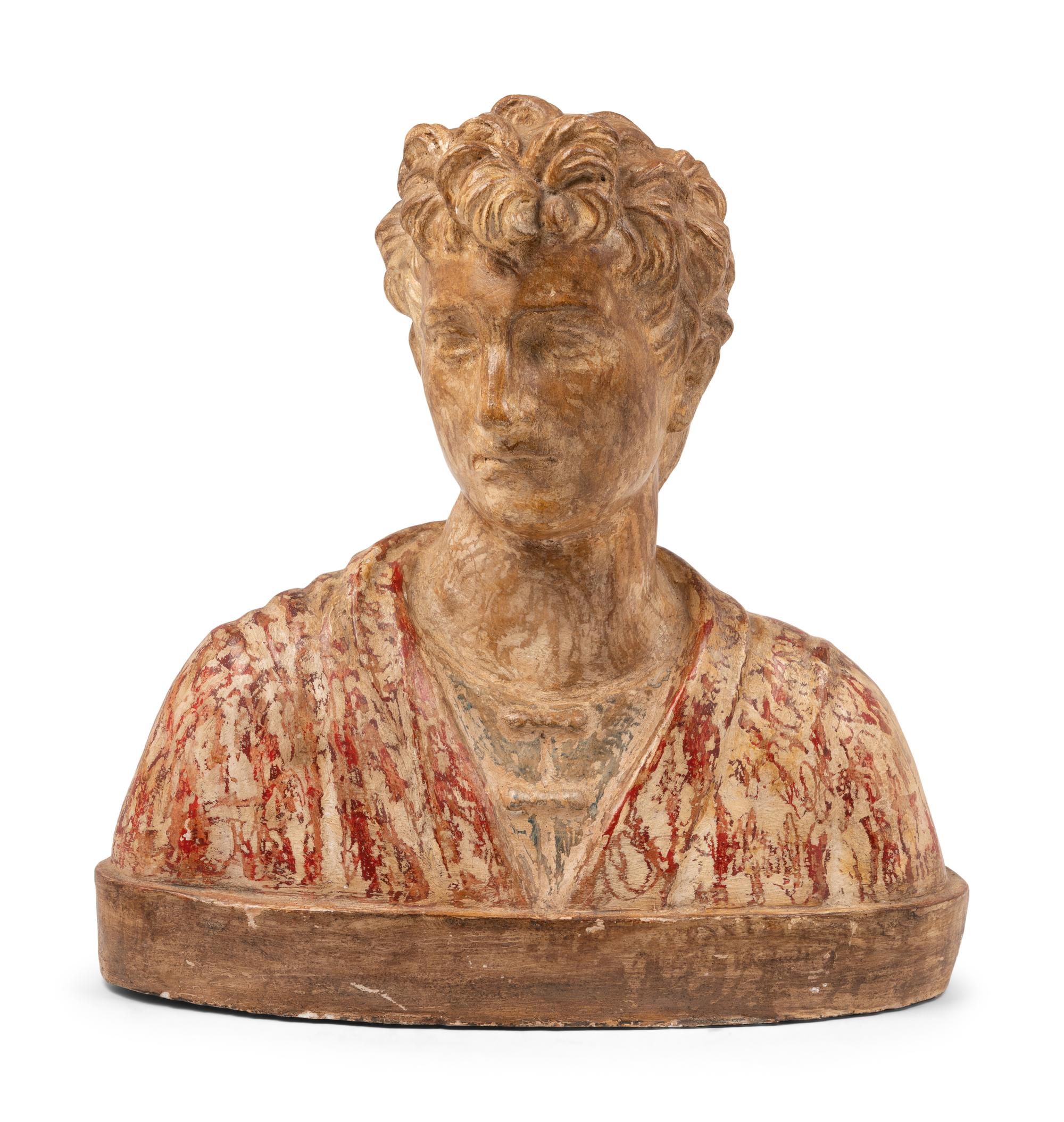A Continental Polychrome Decorated Terra Cotta Bust