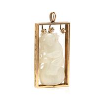 JADE, DIAMOND, AND YELLOW GOLD PENDANT