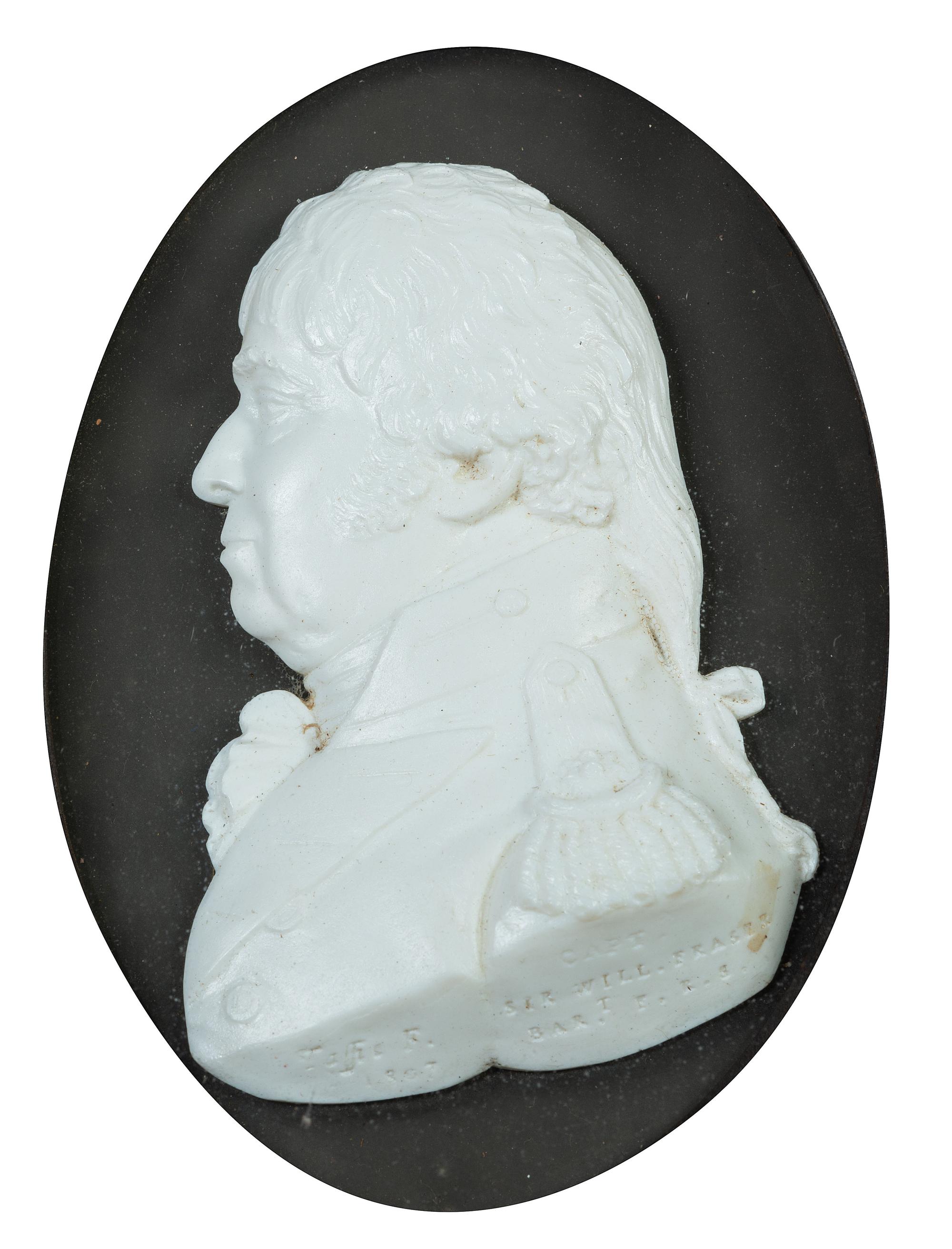 Two English White Paste Silhouette Bust Portraits