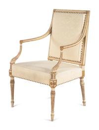 A Regency Painted and Parcel Gilt Armchair