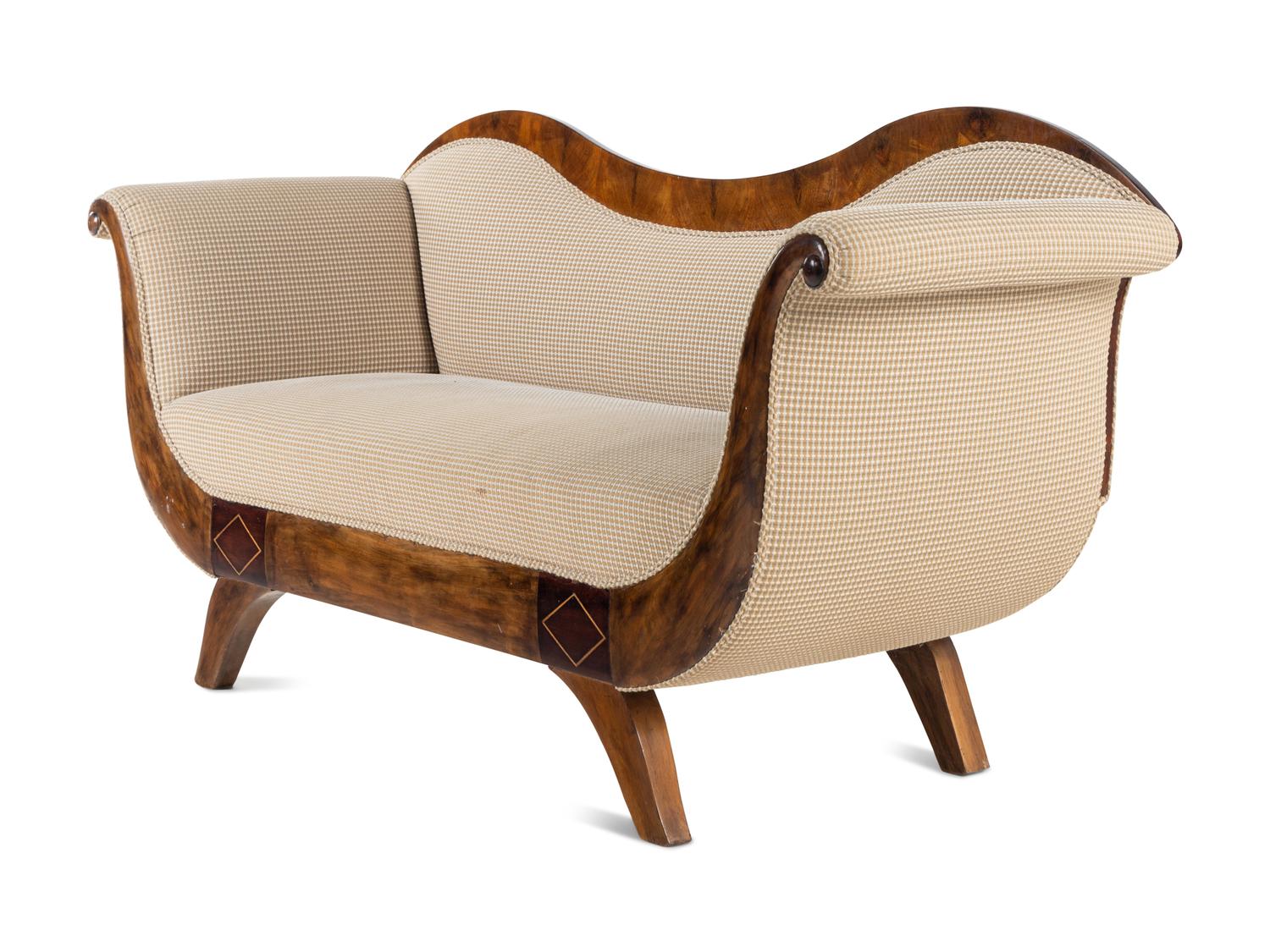 A Biedermeier Figured Walnut Sofa