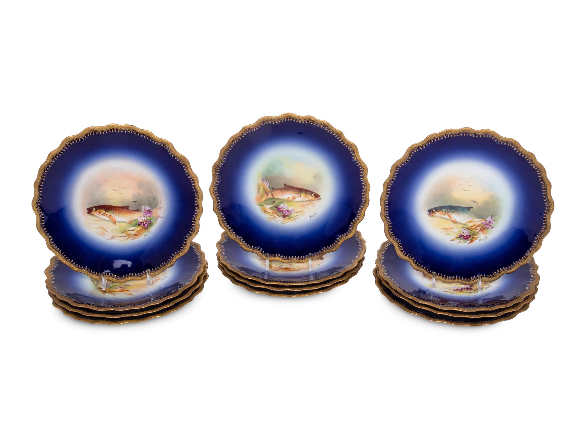 A Limoges Porcelain Fish Service