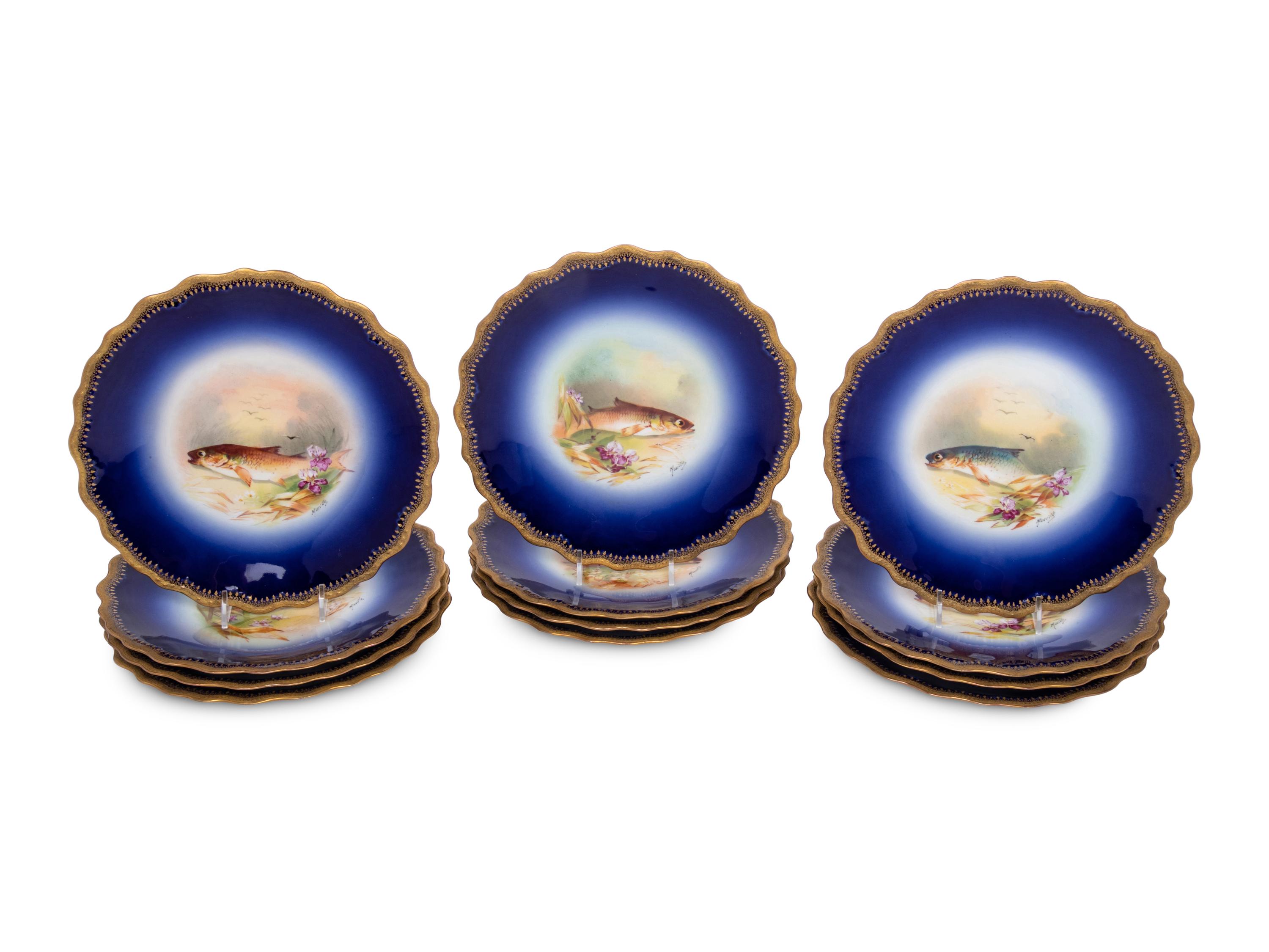 A Limoges Porcelain Fish Service