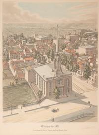 A group of 4 aquatint prints of Chicago by A. Ackermann and Son, Inc., comprising: