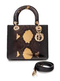 Christian Dior Gold and Black Python Small Lady Dior Bag, 2012