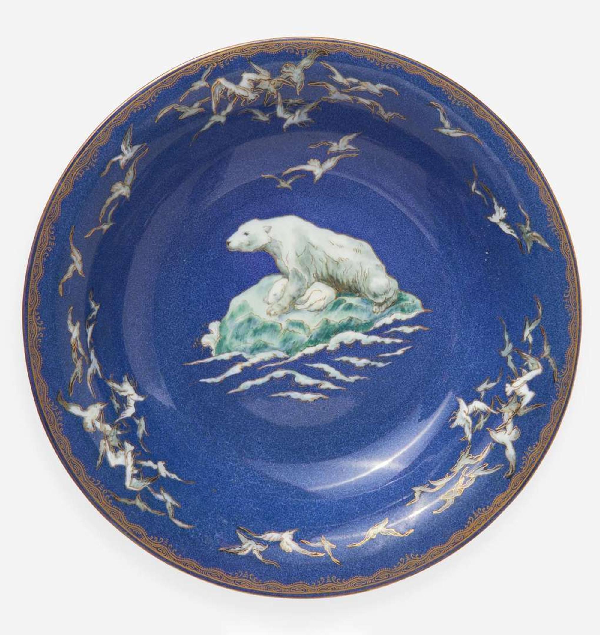 A Wedgwood Powder Blue Ground Polar Bear Bowl UK, early 20th century