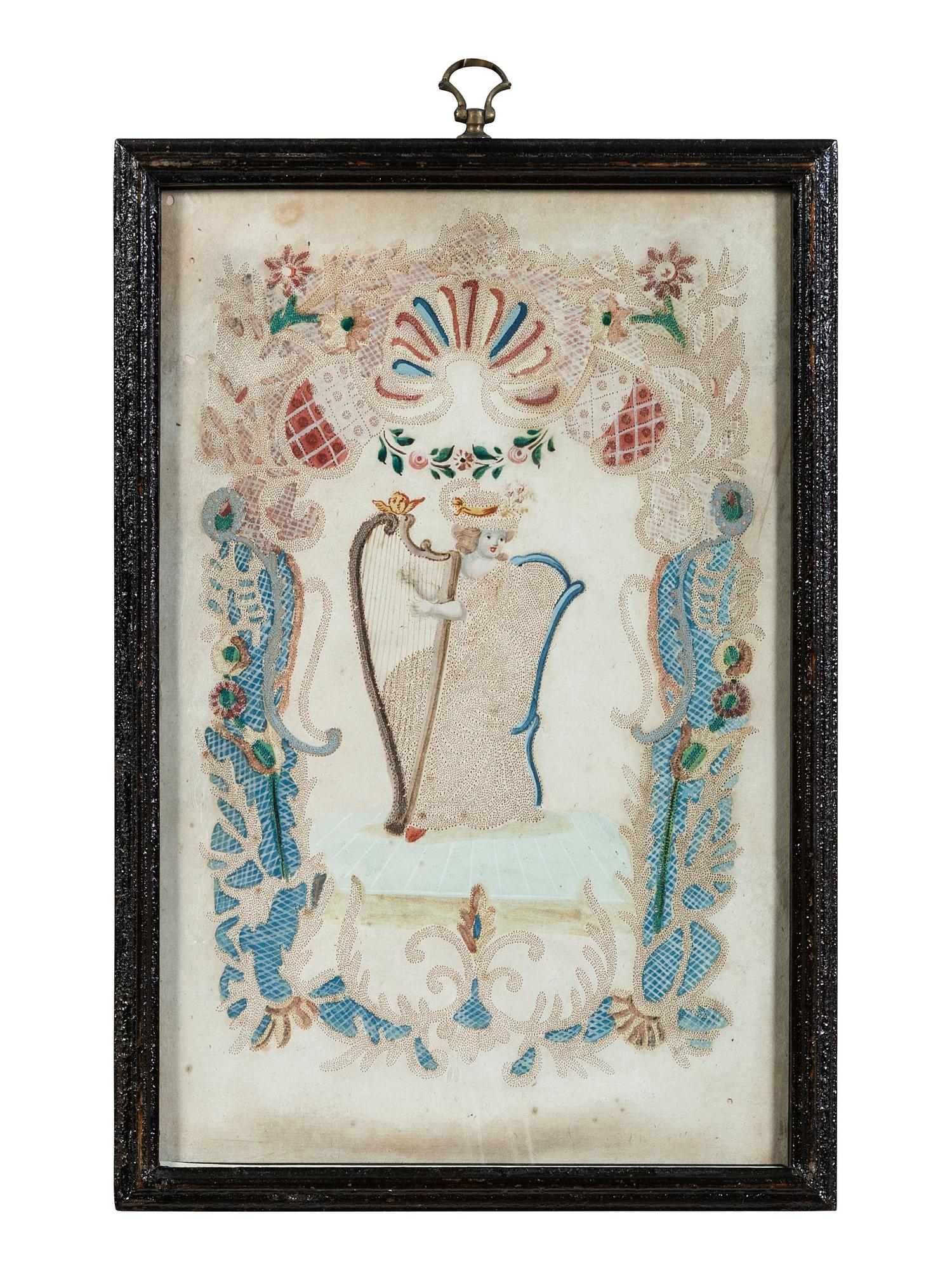 Seven Figural Pinprick and Watercolor Pictures