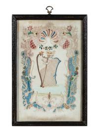 Seven Figural Pinprick and Watercolor Pictures