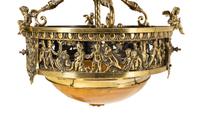 A Neoclassical Style Gilt Bronze and Alabaster Chandelier
