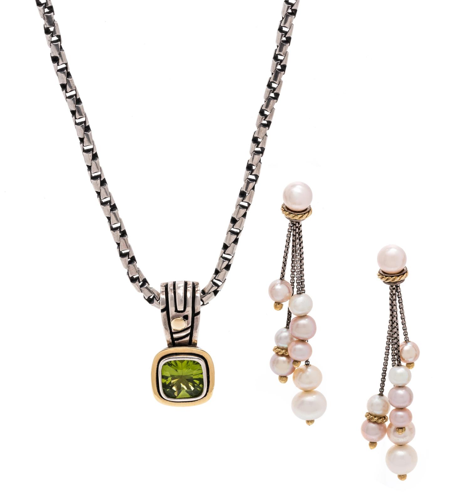 COLLECTION OF STERLING SILVER AND YELLOW GOLD JEWELRY