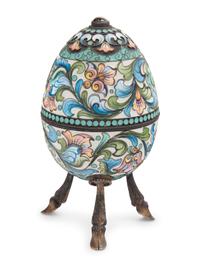 A Russian Enameled Silver Egg