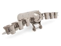 A Silver-Plate Airplane-Form Cocktail Shaker and Shot Glass Set