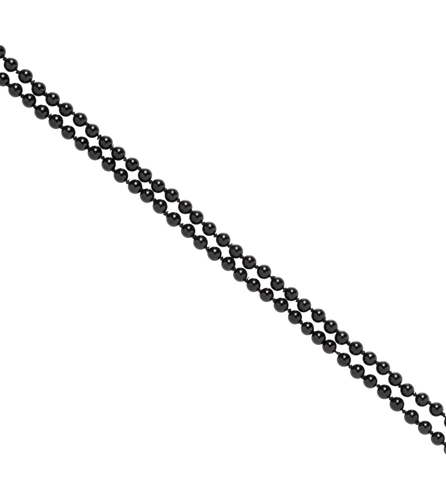 BLACK HARDSTONE AND YELLOW GOLD BEAD LARIAT NECKLACE