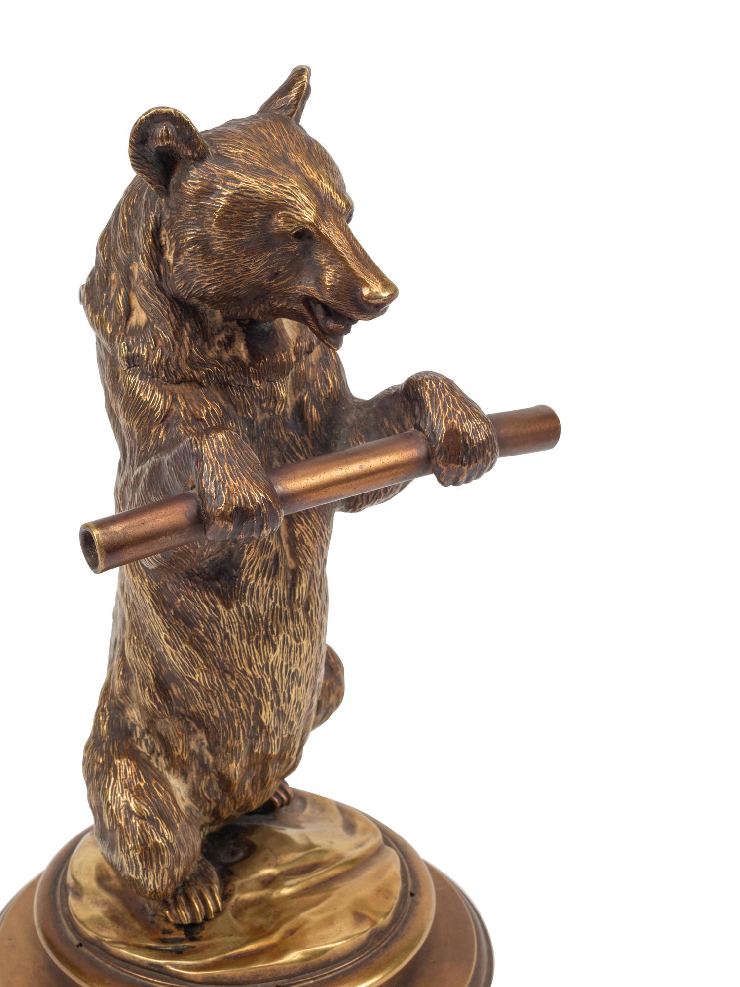 Two Continental Gilt Bronze Bear-Form Inkwells