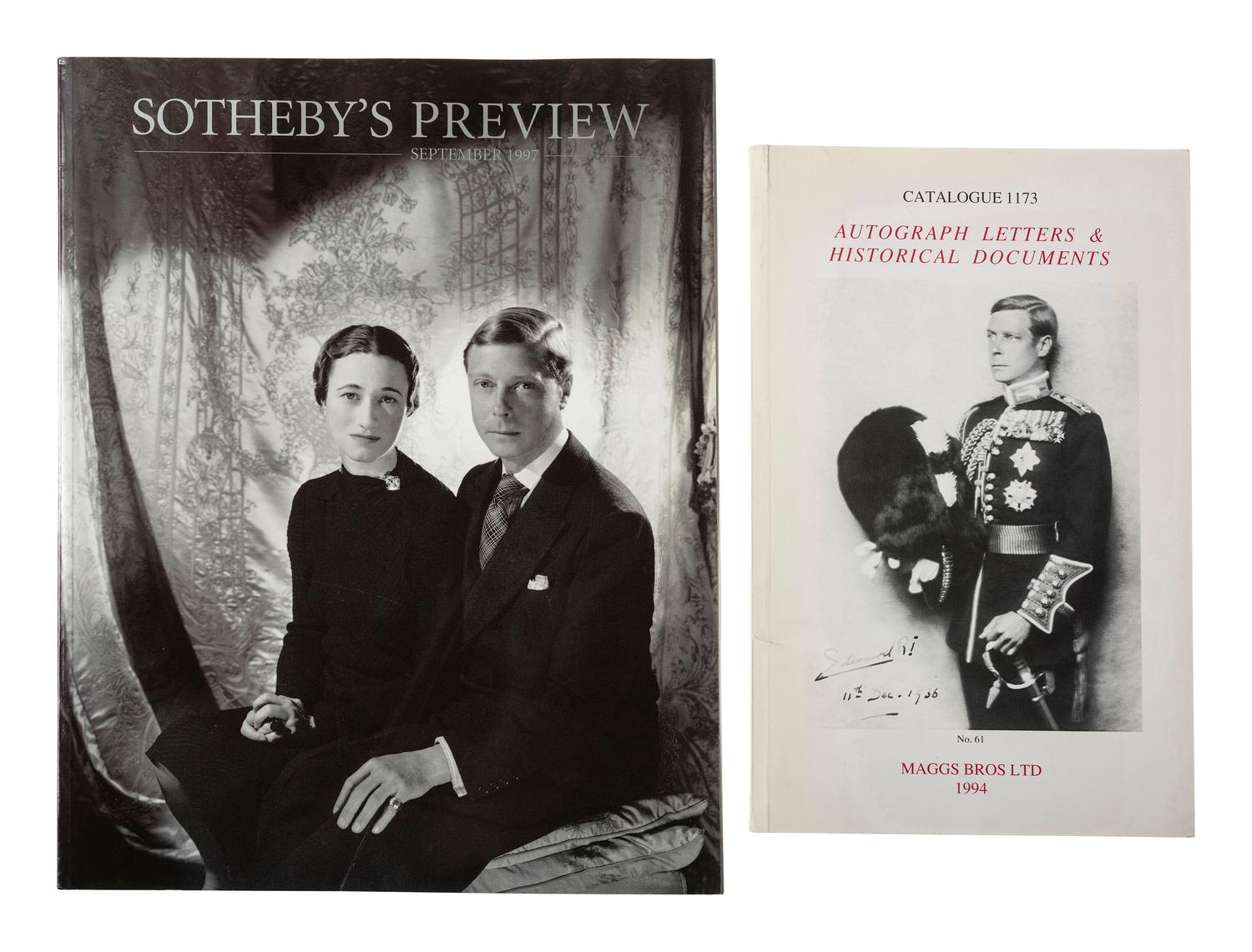 [ROYALTY]. WINDSOR, Edward, Duke of (1894-1972, "Edward VIII, King of England"). WINDSOR, Wallis Simpson, Duchess of (1896-1986). Photograph signed ("Wallis Windsor" and "Edward Duke of Windsor").