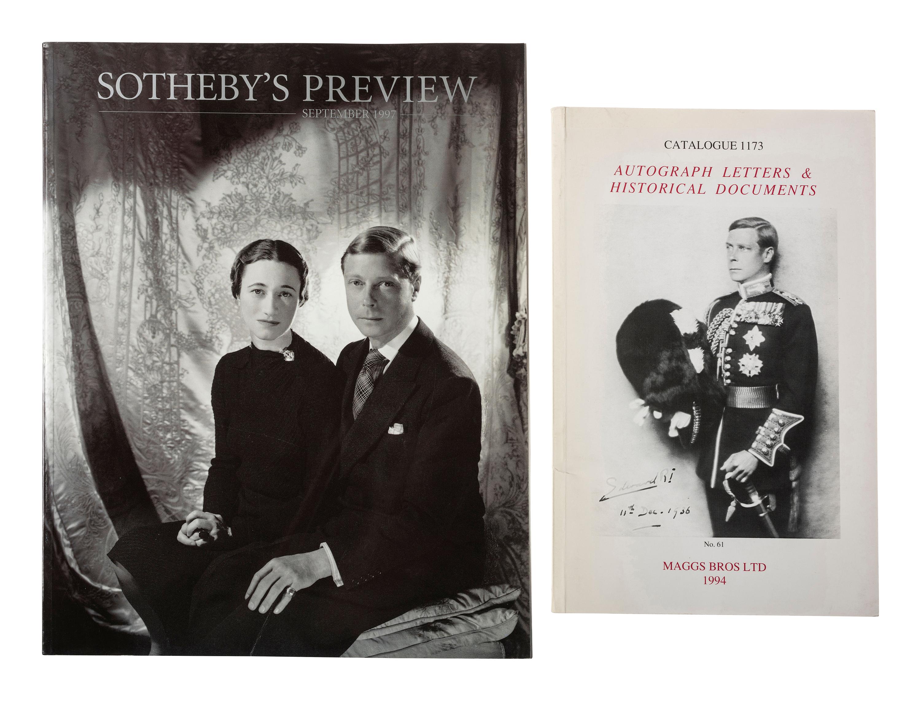 [ROYALTY]. WINDSOR, Edward, Duke of (1894-1972, "Edward VIII, King of England"). WINDSOR, Wallis Simpson, Duchess of (1896-1986). Photograph signed ("Wallis Windsor" and "Edward Duke of Windsor").