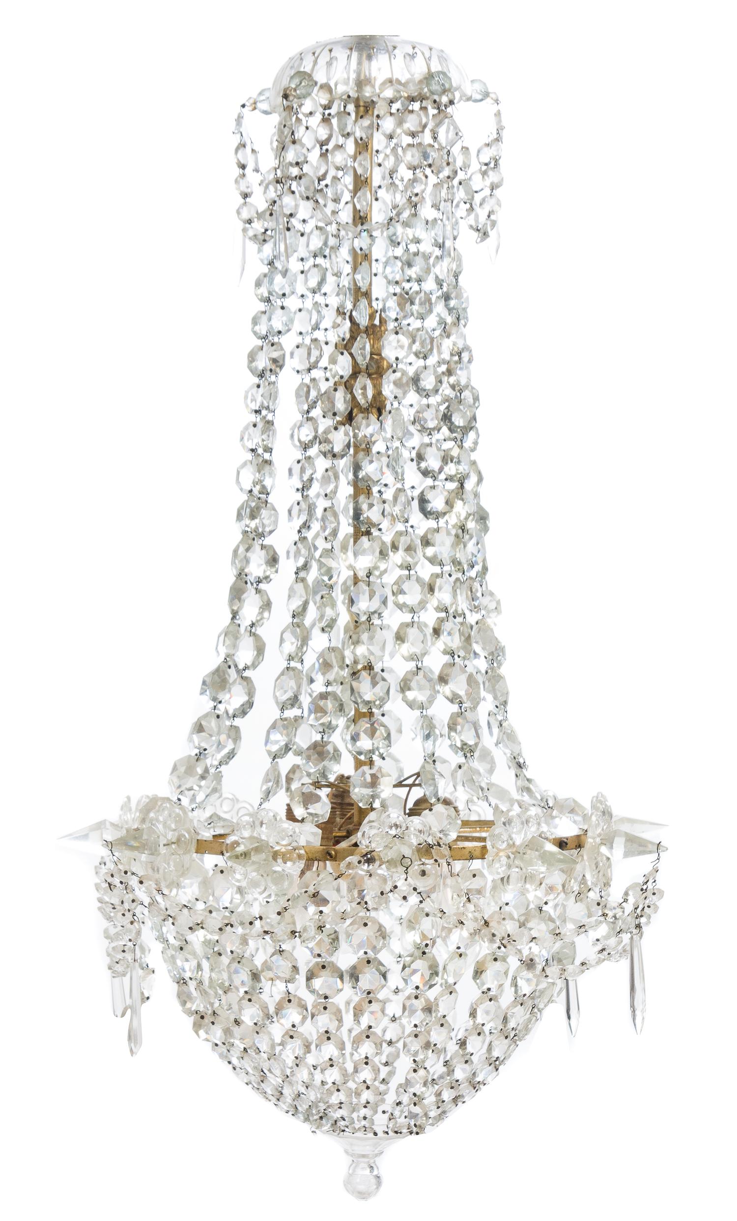 An Empire Gilt Bronze and Glass Chandelier Height 42 inches. — 19TH CENTURY