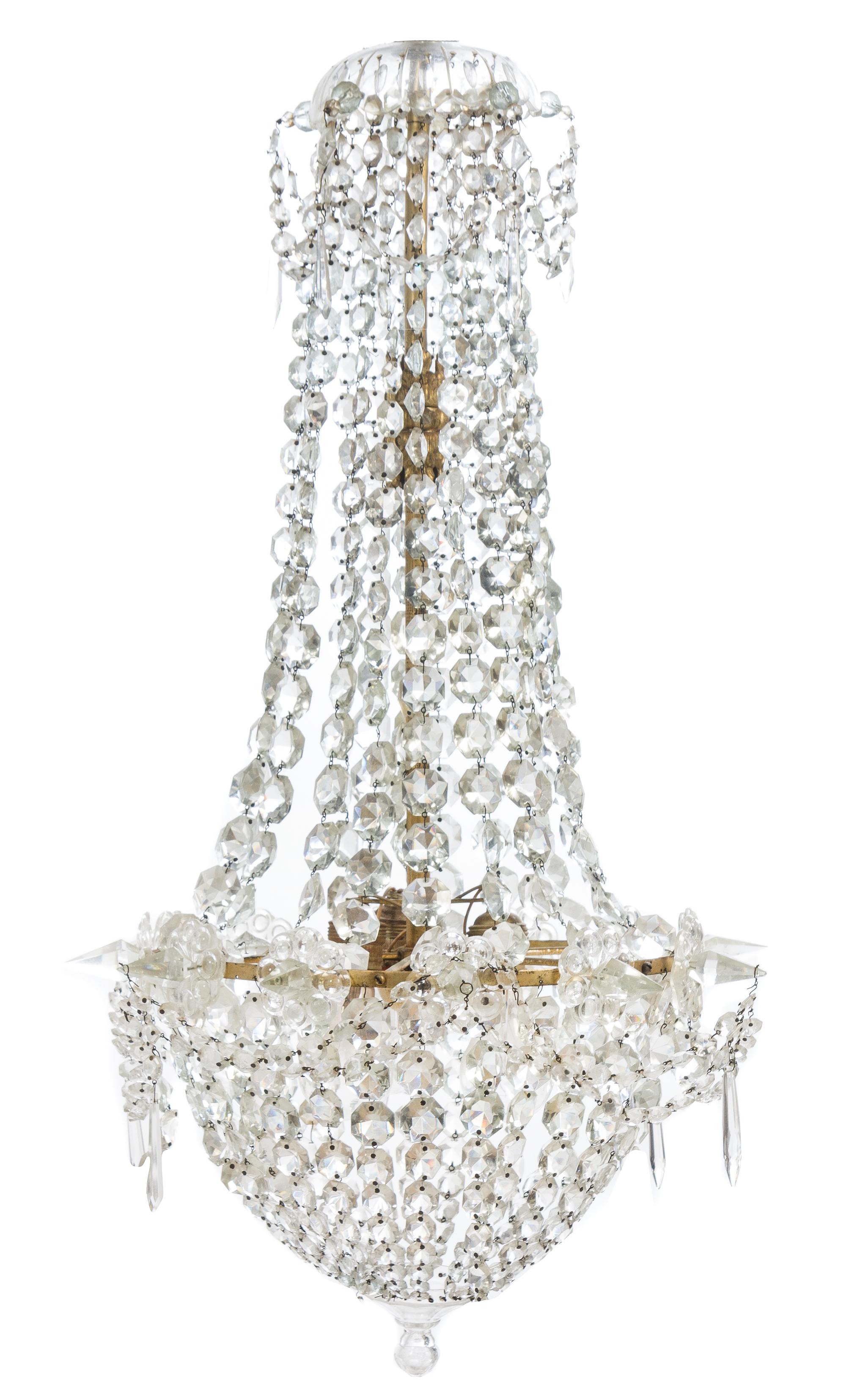 An Empire Gilt Bronze and Glass Chandelier Height 42 inches. — 19TH CENTURY