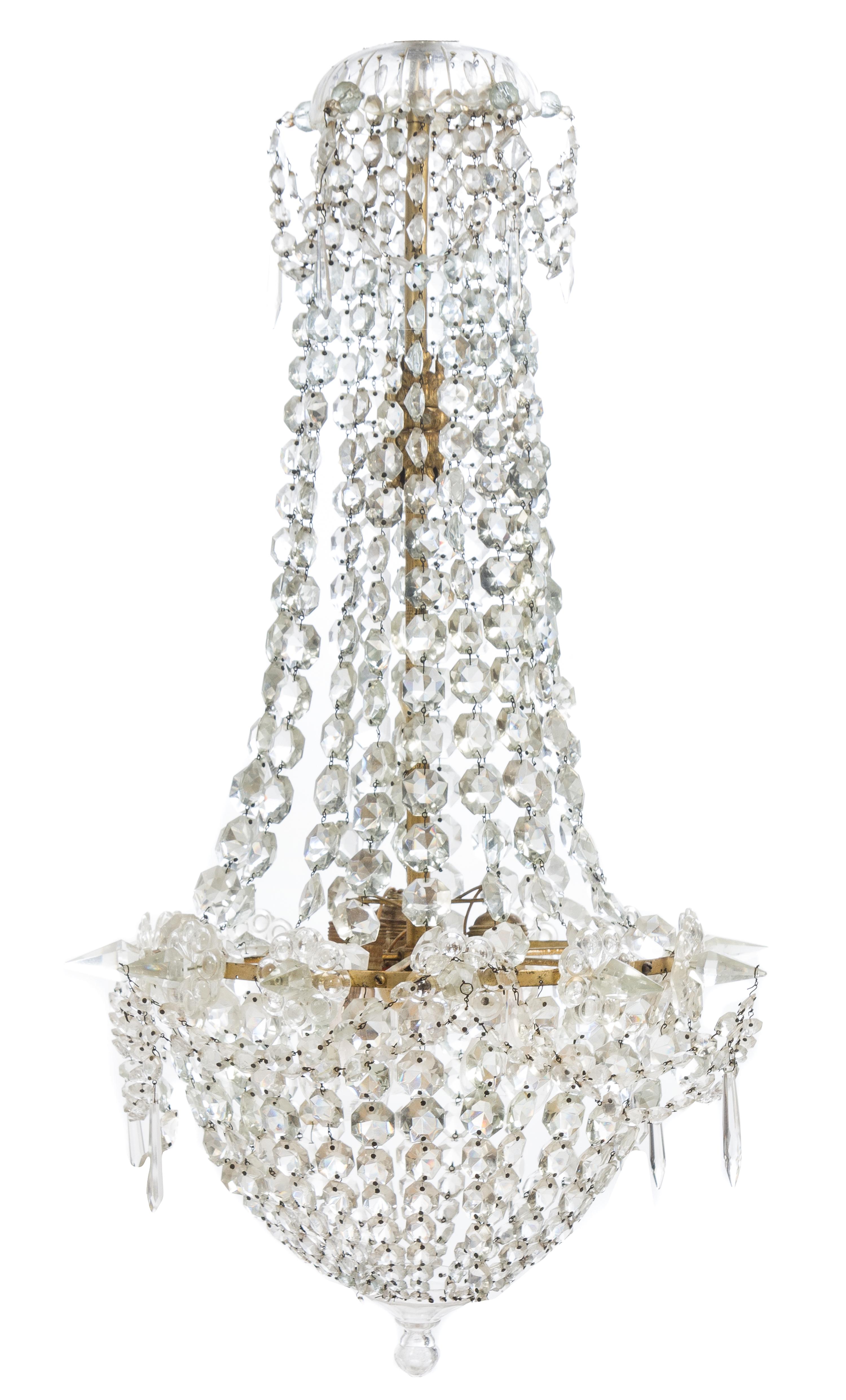 An Empire Gilt Bronze and Glass Chandelier Height 42 inches. — 19TH CENTURY