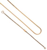 A Collection of Yellow Gold Chains, 10.20 dwts.
