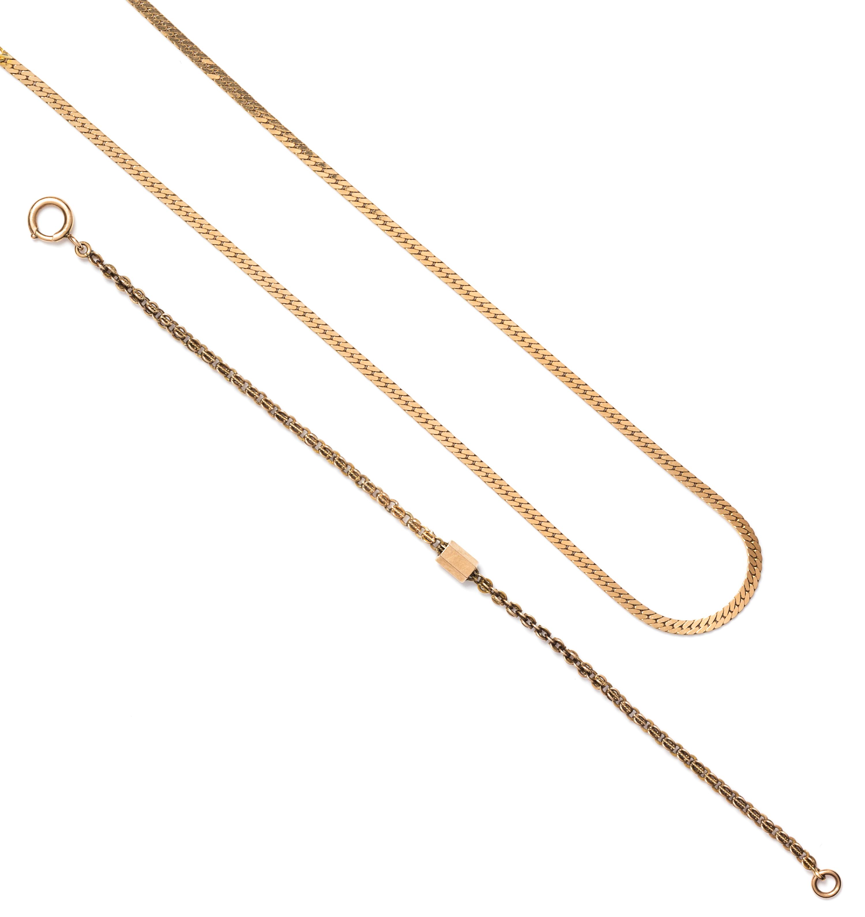 A Collection of Yellow Gold Chains, 10.20 dwts.